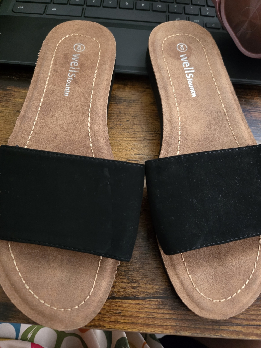 Black Slide Sandals for Women